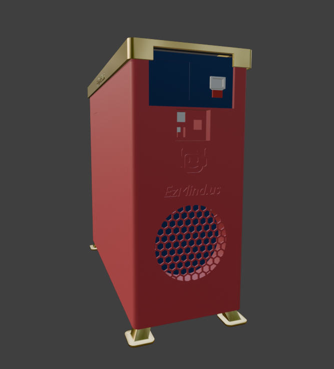 CAD render of the EzMind AI appliance