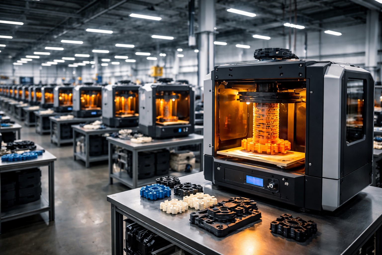Production facility with 3D printing equipment